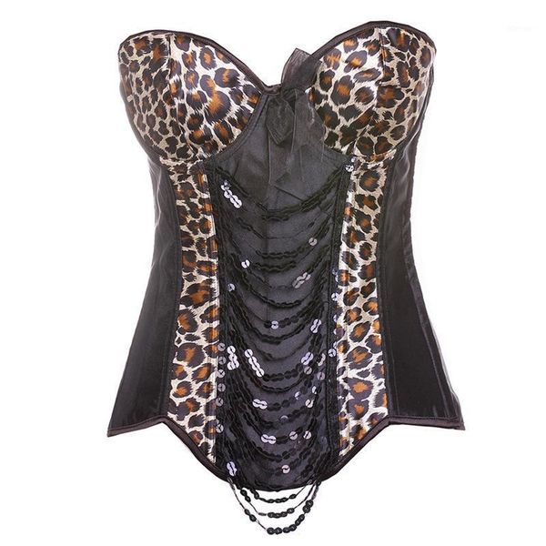 

bustiers & corsets wys.jl steampunk steel corset autumn winter ladies leopard print s-2xl, Black;white