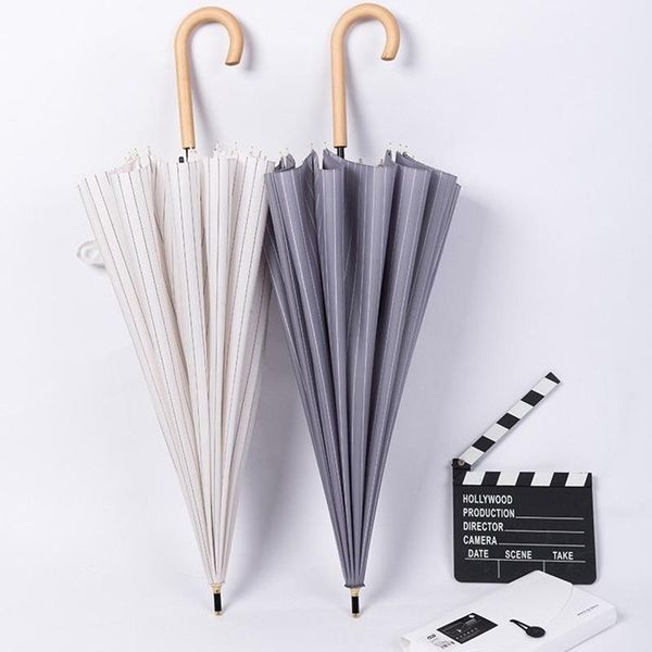 

umbrellas japanese small fresh 16-bone straight wood handle lady umbrella for women retro long creative sunny rain adverti