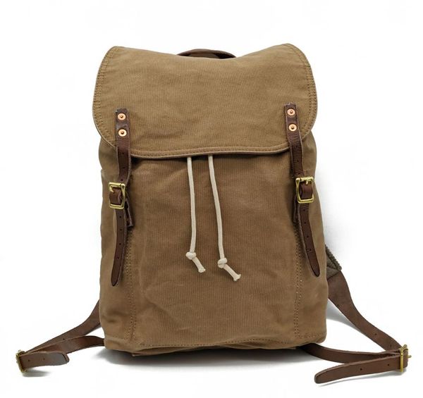 

backpack waxed canvas college men rucksack school lapbag 15 6 inches casual