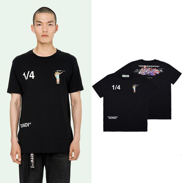 

style quality high cotton new letter 1 / 4 swimsuit mountain girl short sleeve t-shirt loose fashion goods, White;black