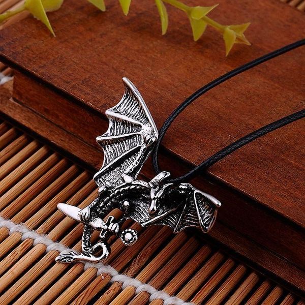 

pendant necklaces evil dragon punk men's necklace - dark retro non-mainstream gothic personality jewelry wholesale, Silver