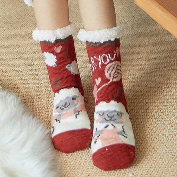

christmas decorations autumn winter socks women room warm velvet home indoor sleep carpet snow chaussettes femmes