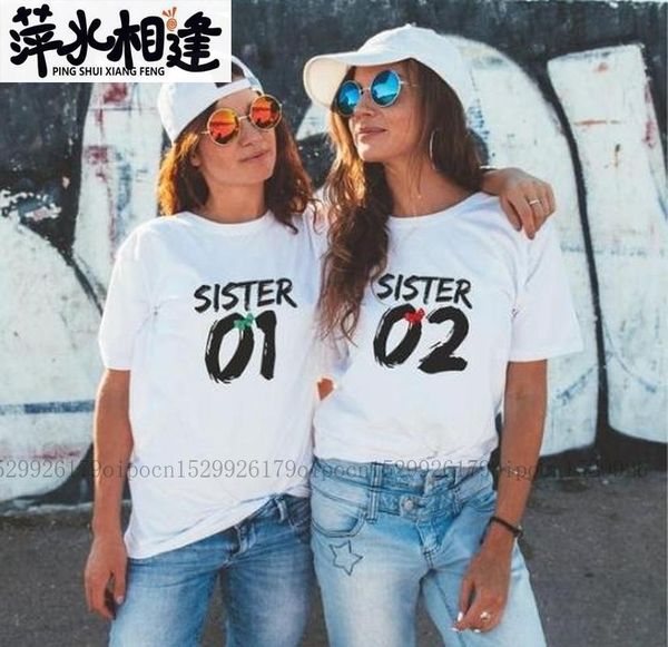 

women's t-shirt sister letter print t shirt women short sleeve o neck loose tshirt 2021 summer tee camisetas mujer, White