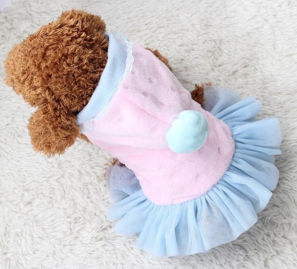 

dog clothes plush print skirt super thick warm pink princess skirt