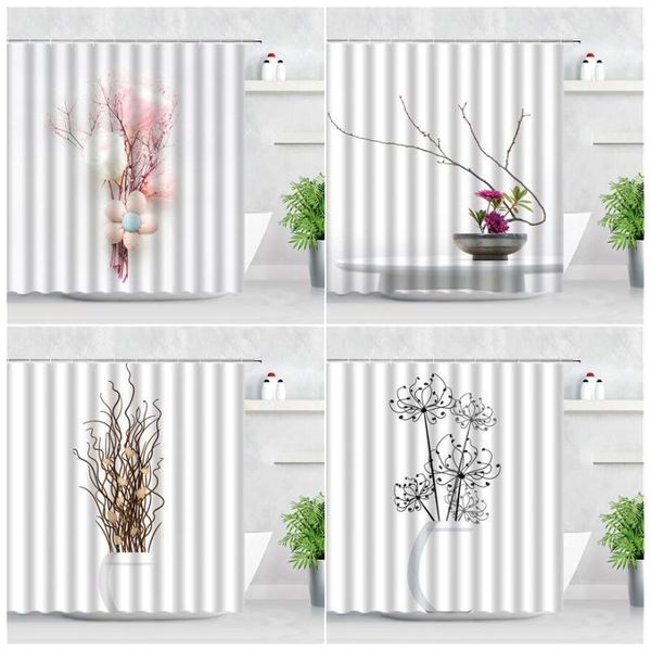

chinese style flower arrangement art shower curtains modern simplicity fashion home decor waterproof fabric bathroom curtain set