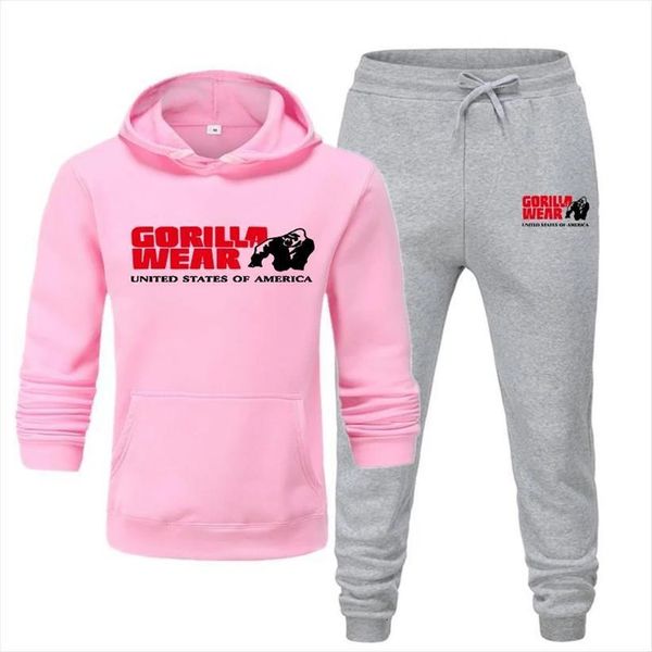 

brand hoodie sportswear pullover suit men tracksuit sweatpants fashion, Gray