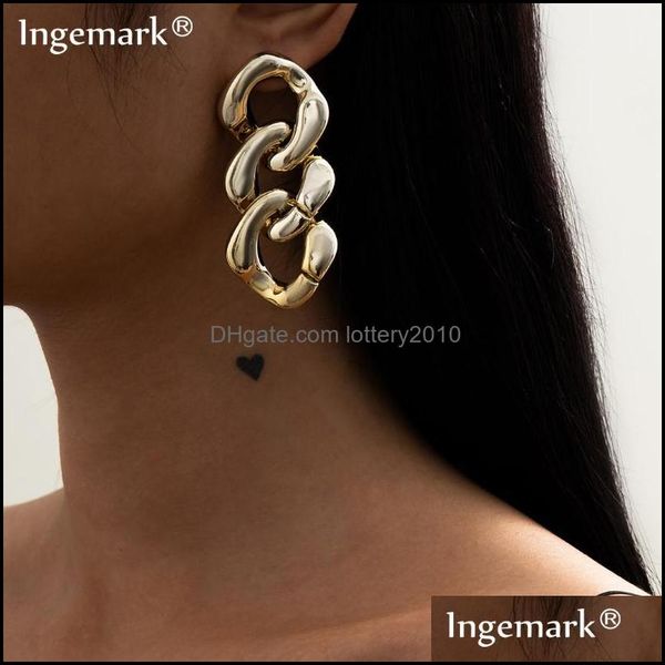 

dangle & chandelier jewelry vintage punk geometric lock knotted earrings women girl boho resin brincos fashion jewelry gifts drop delivery 2, Silver