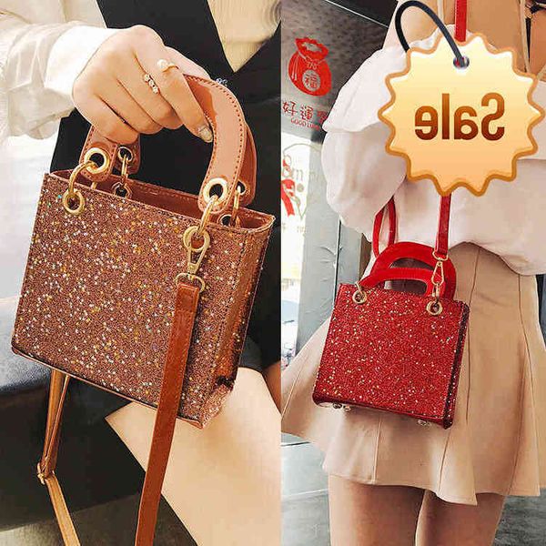 

texture bright star 2021 fashion sequin princess bag mini hand new women's