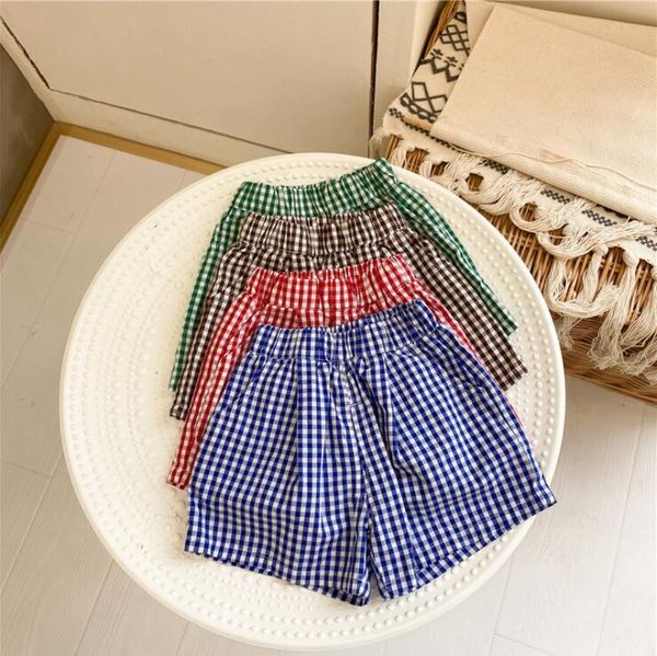 

shorts 2021 arrival girls boys plaid summer fashion cotton kids 1-7 years co517, Black
