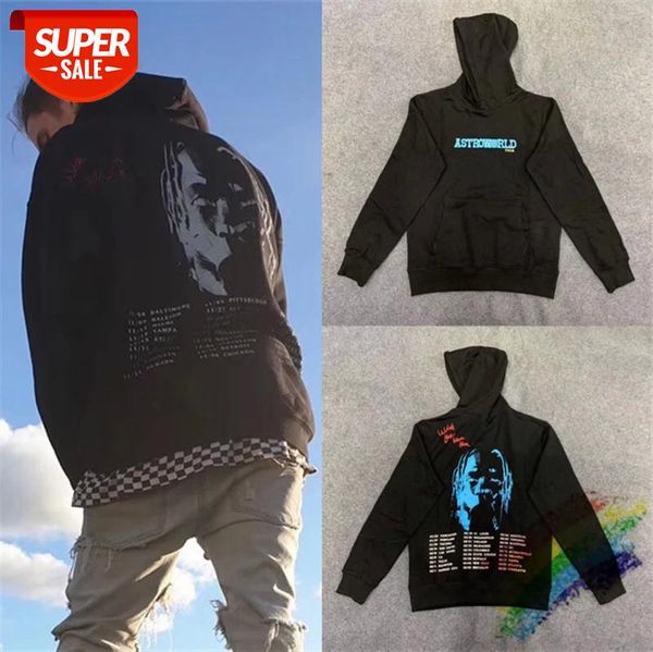 

2020ss travis scott tour astroworld hoodie women men 1:1 fashion casual pullover #yh30, Black