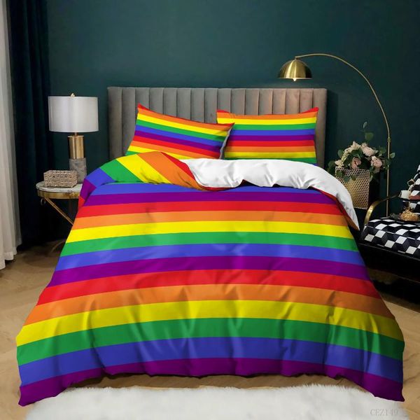 

bedding sets cool music set single twin full  king size rainbow lgbt bed aldult kid bedroom duvetcover 3d print 020
