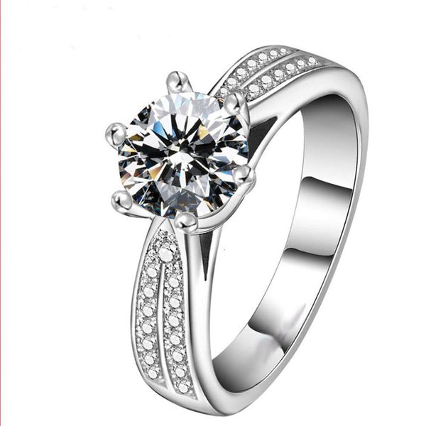 

hbp fashion luxury classic heart eight arrow 8.0 six claw women's double row fine diamond temperament versatile ring, Silver