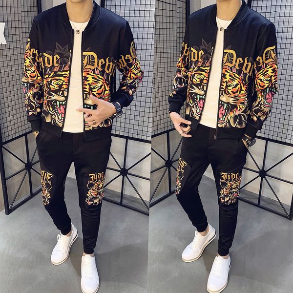 

2021 men track male hoodies casual sports suits streetwear social sportwear tiger impression plus size -5xl vyhz, Gray