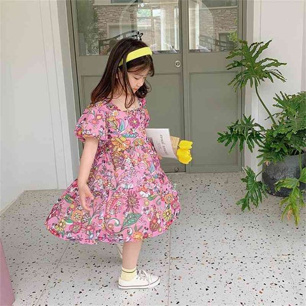

summer arrival girls fashion floral dress kids backless clothes 210528, Red;yellow