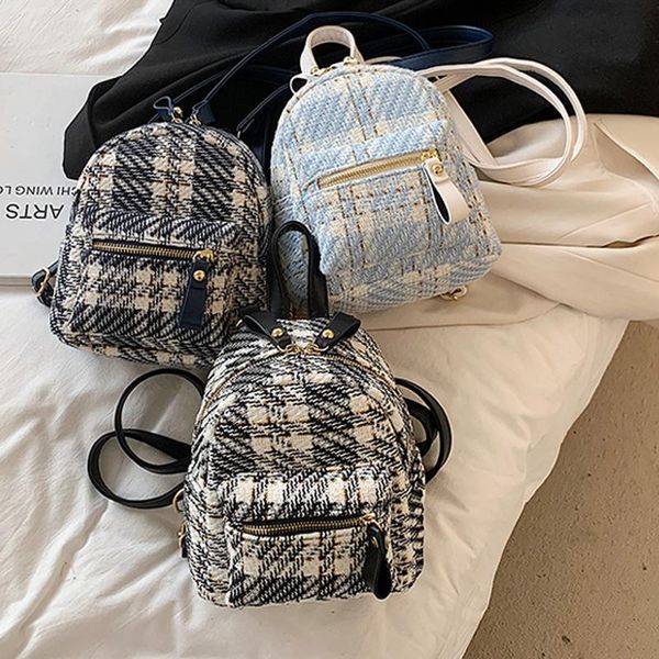 

backpack doranmi plaid small women's mini book back bag 2021 female rucksacks classic schoolbag fashion mochila sb499