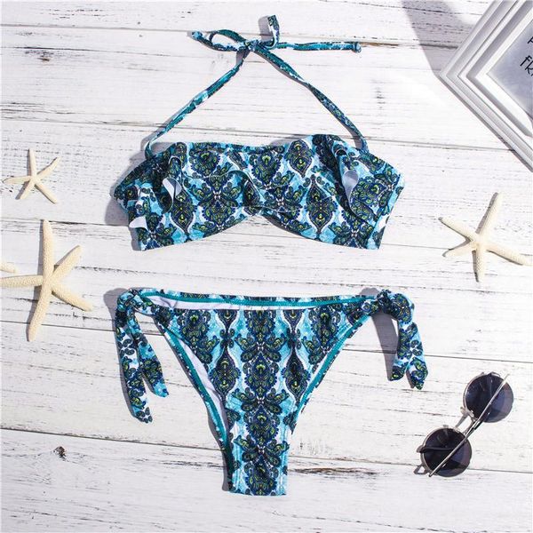 

women's swimwear multi style bandage bikini set 2021 falbala print girl maillot de bain femme swimsuit women bathing suit biquini, White;black