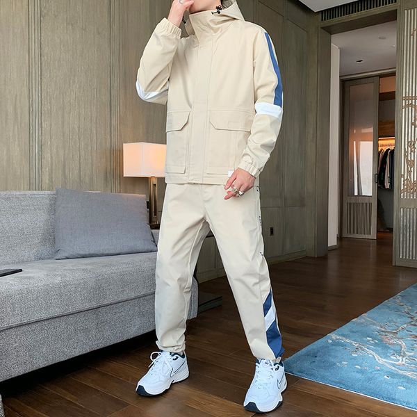 

men's tracksuits conjunto de treino homens carga streetwear casacos com capuz moletom + hip hop harlan calÃ§as esporte terno dois peÃ§a d, Gray