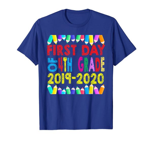 

first day of 4th grade pencils 2019-2020 funny kids t-shirt, White;black