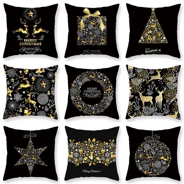 

pillow case christmas hug pillowcase golden elk print, peach skin sofa office cushion cover