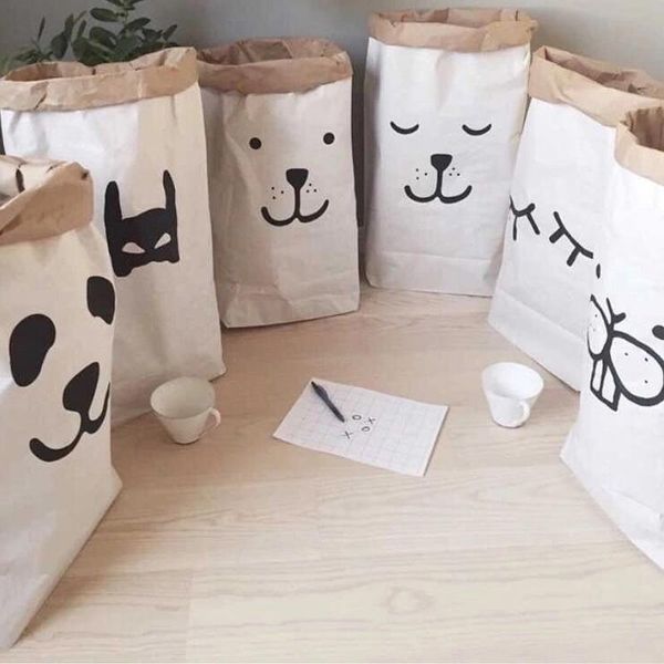 

storage bags bag nordic style kraft paper kids toys clothing organizer eco-friendly room selling
