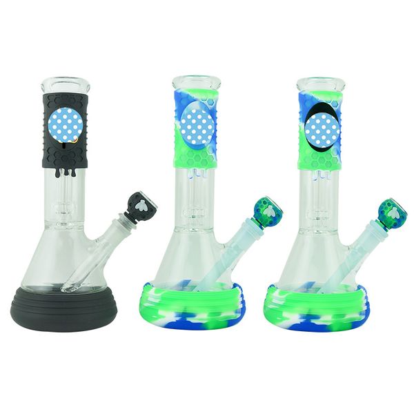 New Design Hookah Tubos de água de vidro para fumar Bongs Pyrex Weeding Bongs com lábios coloridos 14mm joint beaker tubos de mão