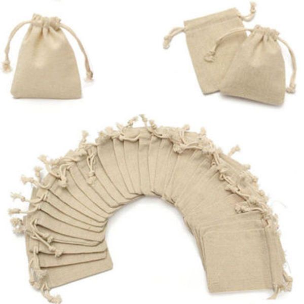 

gift wrap small bag natural linen pouch drawstring burlap jute sack with