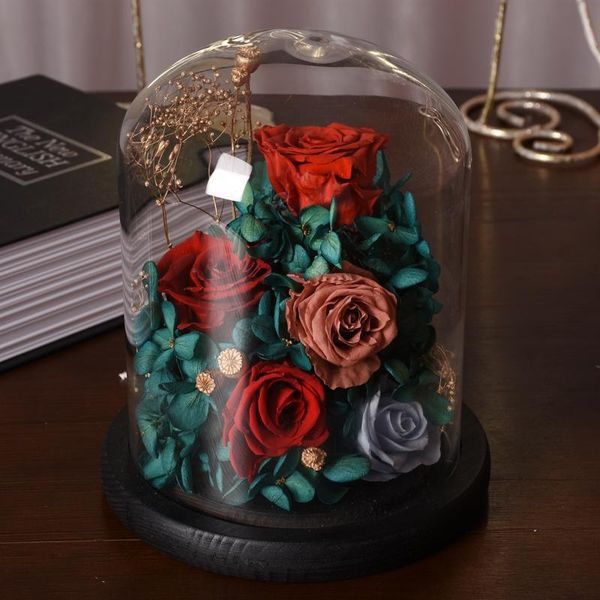 

decorative flowers & wreaths wedding decor preserved fresh rose led light in a flask immortal valentine birthday mother's day gift