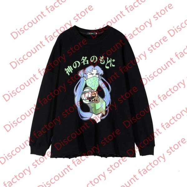 

2020 japanese girl printing hoodie women men hoodies sweatshirts hiphop streetwear men casual hoodie pullover, Black