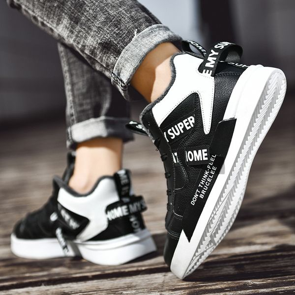

autumn and winter 2021 plush cotton small size youth skateboarding night reflective men's casual shoes, Black