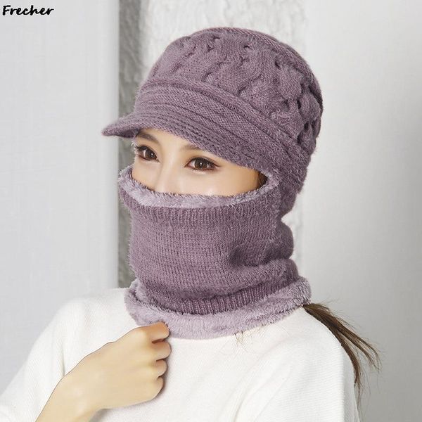 

beanie/skull caps coral fleece winter hat beanies women's scarf warm breathable wool knitted for women double layers protection, Blue;gray