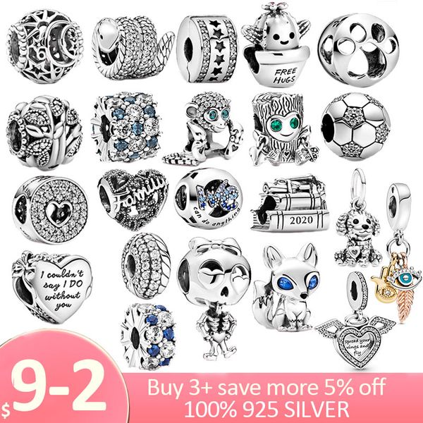 

2020 new 925 sterling silver hugs cactus charm beads fit original pandora bracelet fine silver jewelry gift