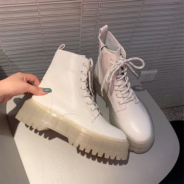 

boots 2021 women ankle white platform punk warm winter shoes woman thick heels female casual boats big size 38 39, Black