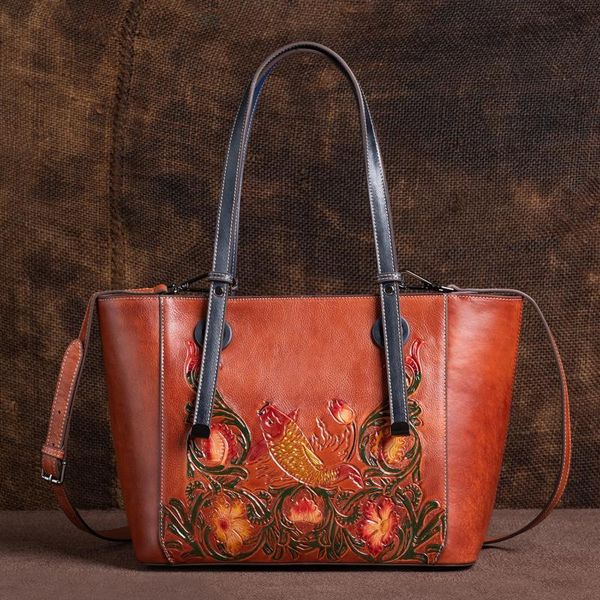 

evening bags women's bag retro handmade handbag vintage embossed leather shoulder for women large soft messenger female