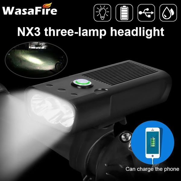 

bike lights 3* t6 5200mah led front light usb rechargeable bicycle headlight ipx5 waterproof cycling accessories