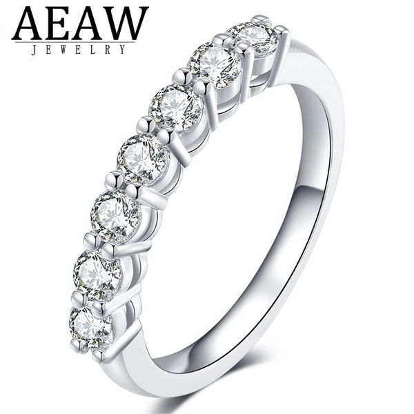 

0.7ctw m df round cut engagement&wedding lab grown diamond band ring sterling silver for women 211116, Slivery;golden