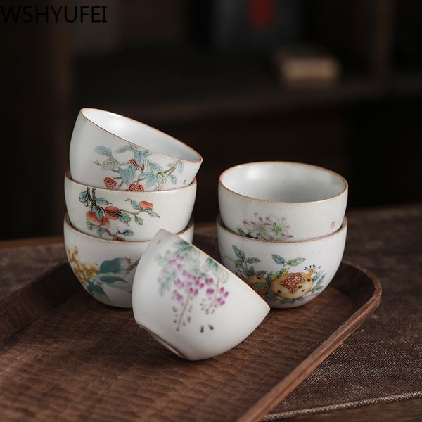 WSHYUFEI Jingdezhen Teeservice Teetasse im chinesischen Stil Retro Keramiktasse Persönliche Einzeltasse Puer Teeset