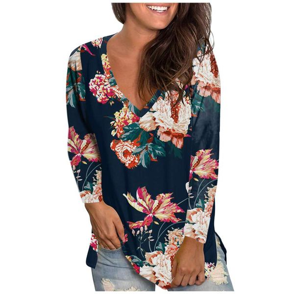 

women's blouses & shirts casual v neck long sleeve women retro floral printed tunic autumn blouse for bluzki damskie, White