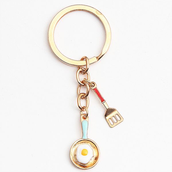 

creative kitchen tools chef souvenir gift keychain kc gold shovel pan egg pendant mothers day keyring e2152, Silver