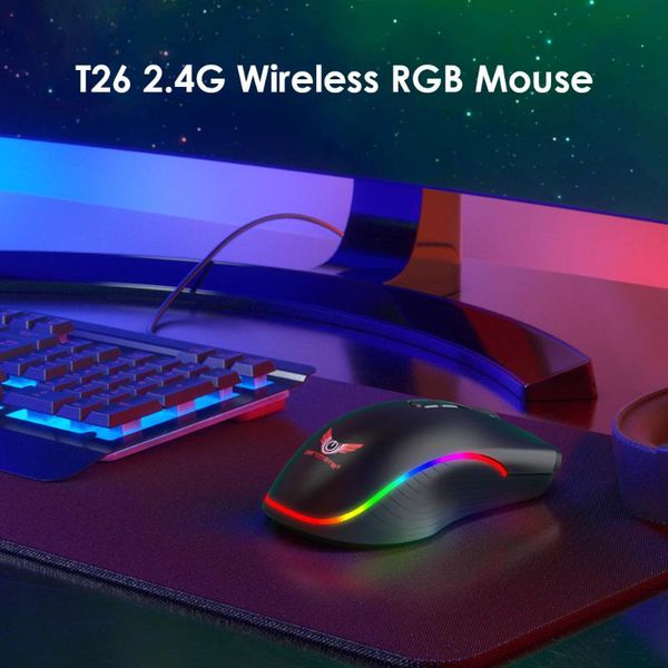 

mice gaming usb receiver optical mouse rechargeable 2.4ghz t26 wireless office caring computer supplies for pc