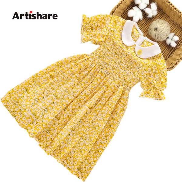 

girl's dresses girl summer floral pattern girls' patchwork child dress casual style clothes for girls 6 8 10 12 14, Red;yellow