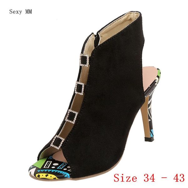

sandals peep toe women high heel shoes woman heels ladies gladiator pumps plus size 34 - 40 41 42 43, Black