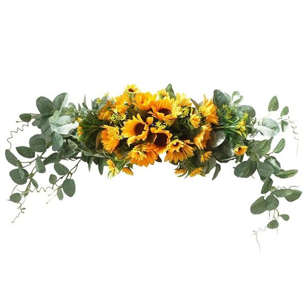 

decorative flowers & wreaths floral swag artificial sunflower eucalyptus wreath handmade garland for mirror home wedding party door