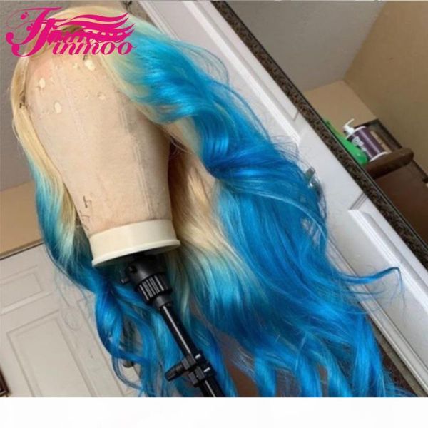 

body wave part lace human hair wigs with transparent lace brazilian hair 613 blue colored part wig bleached knots for women, Black;brown