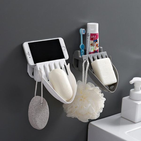 

bathroom storage & organization 3 in 1 creative punch-soap box holder wall hanging rack tools mounted decorative dishes basket 2021