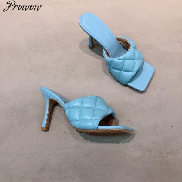 

fashion square toe slippers women outside summer genuine leather shoes woman high heels designer women shoes ladies slides, Black