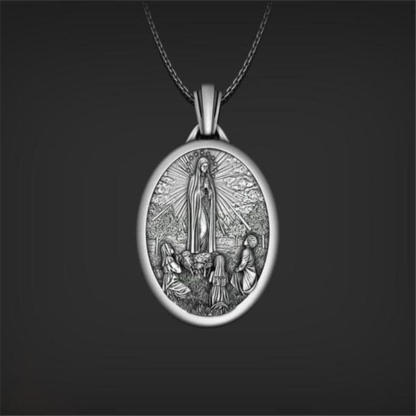 

pendant necklaces virgin mary necklace religion viking ancient silver color christian men women religious jewelry christmas gifts