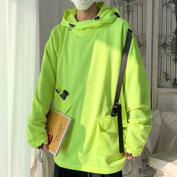 

new 2021 tide men's clothes with hoodies casual cotton jackets oversized shirts streetwear 5-color pullovers size s-4xl 15zj, Black