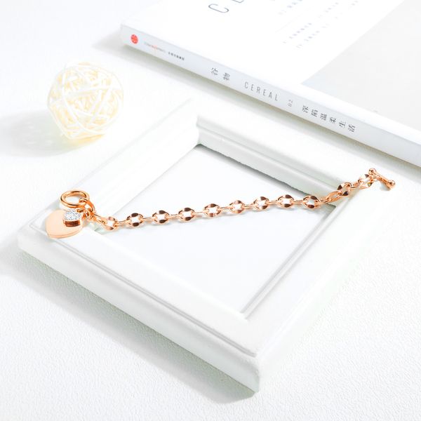 

jewelry simple geometry button versatile hand adornment women's fashion inlaid diamond love peach heart bracelet accessories, Golden;silver