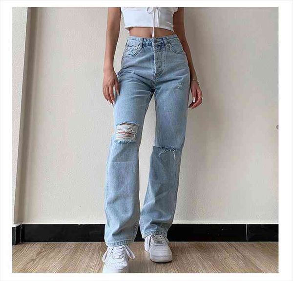 

pants female womens jeans large size boyfriend jean women jeans y2k pants high waist mom ripped trousers, Blue