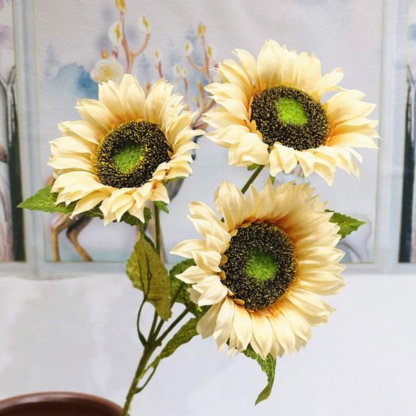 

diy lightweight living room multipurpose decorative home silk cloth pastoral colorful artificial flowers 3 head fake sunflower